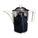 Large art deco insulating coffee maker in hammered metal and porcelain (by bauscher & sus)