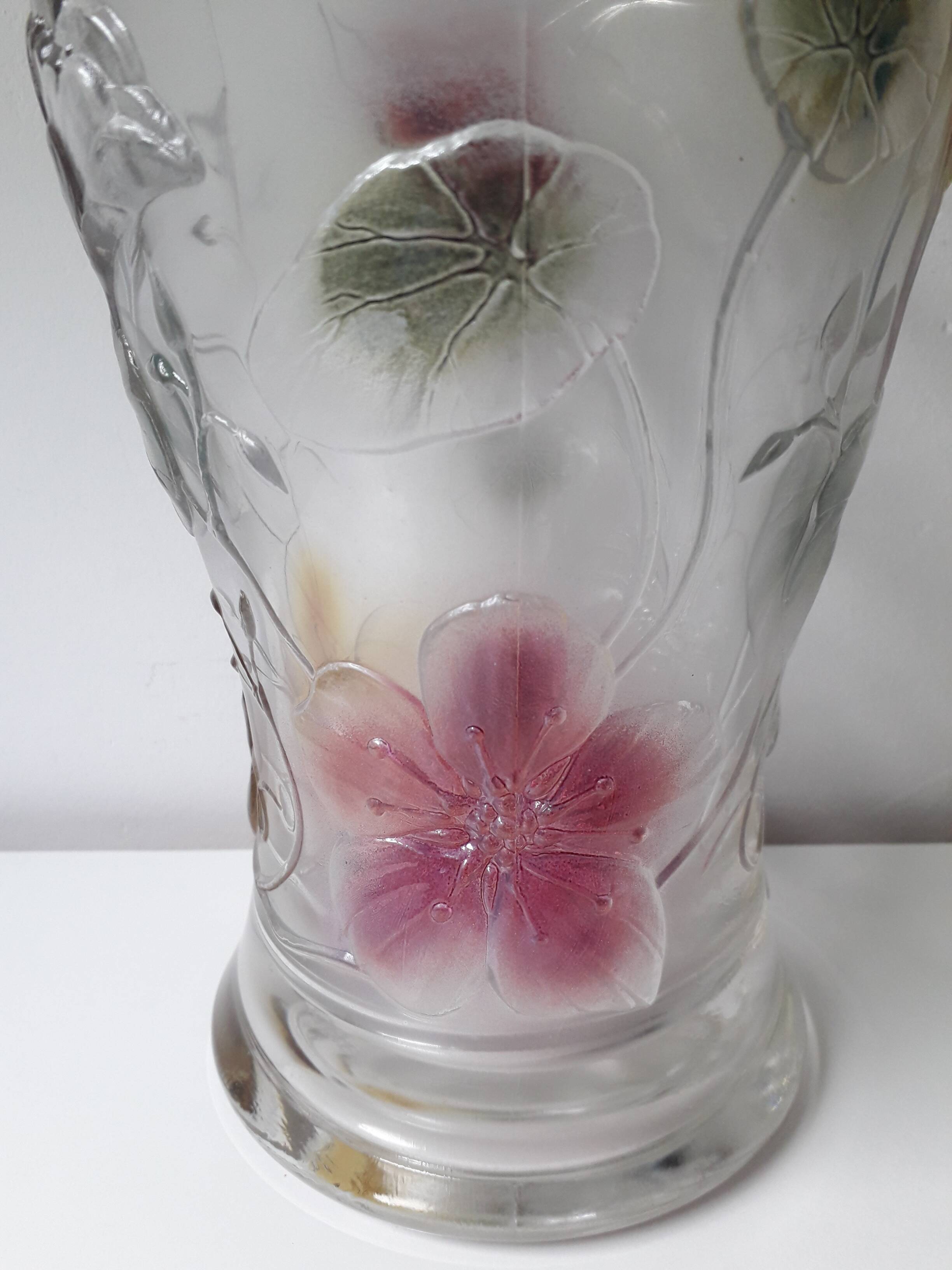 Vintage Luminarc decorated nasturtium vase (25cm) A1