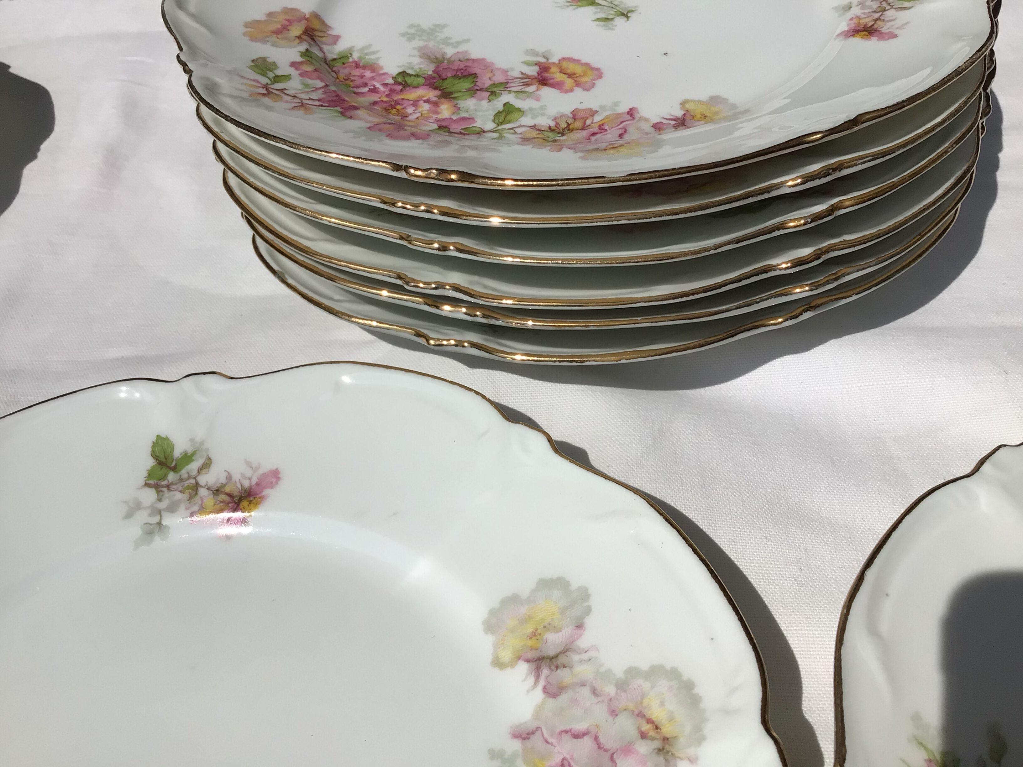 6 plates porcelain dessert J.B.T-Cie Limoges edged gold