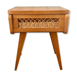 Bedside wood and rattan