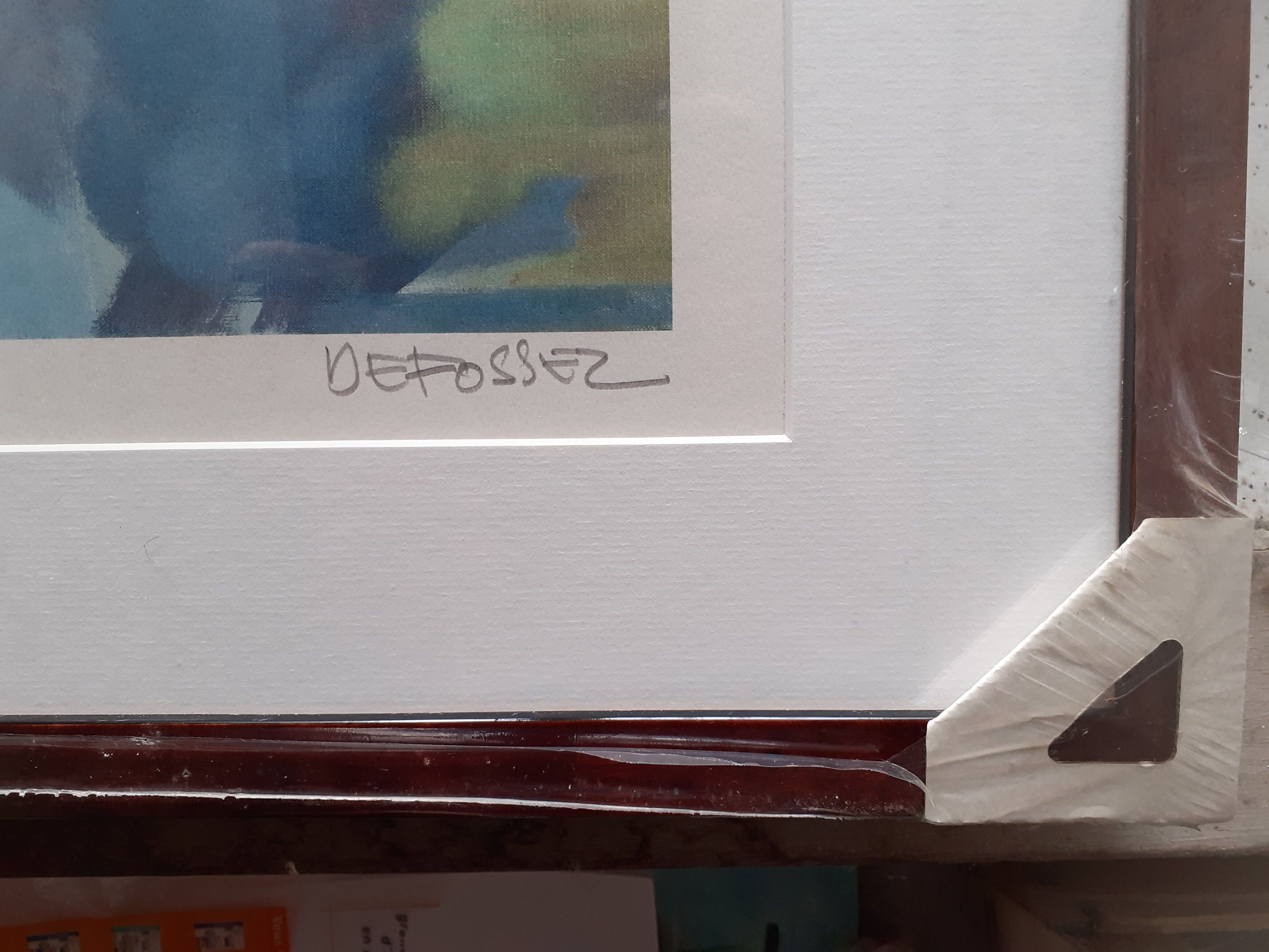 Lithograph Mediterranean landscape of Defossez