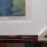 Lithograph Mediterranean landscape of Defossez