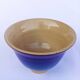 Blue glazed stoneware bowl on a foot, signed SP, Puisaye.