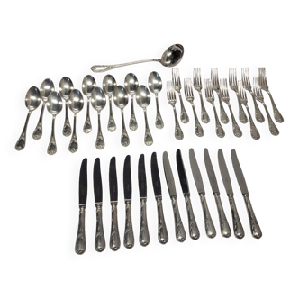 Christofle silver metal cutlery set 37 pieces louis xv style from the middle 20th century