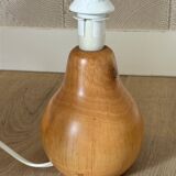 vintage wooden lamp small model with fabric shade 80's design