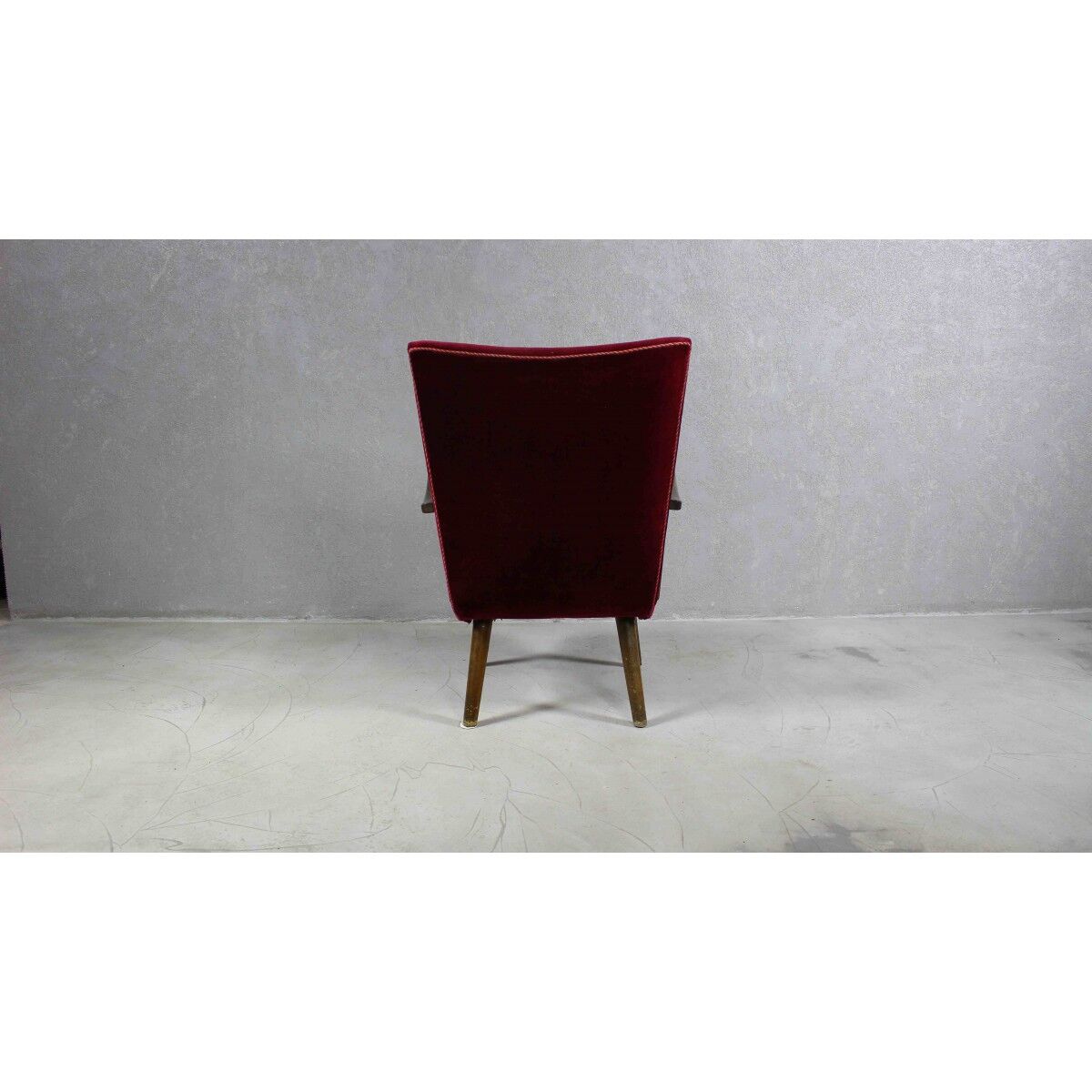Velvet armchair with footstool, Denmark 1950s