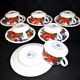 Lot 6 colorful bird cups acapulco by villeroy-boch vintage 1960-1970