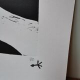Gravure xylographie impression originale estampillé numéroté motif main personnage