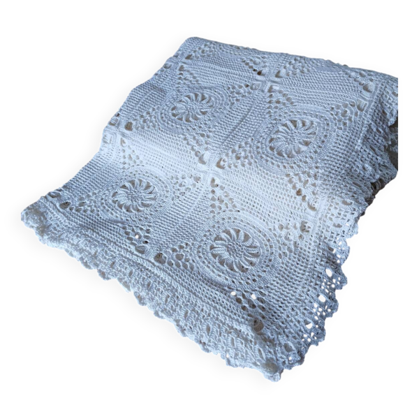 Dessus de lit ancien en crochet fait main