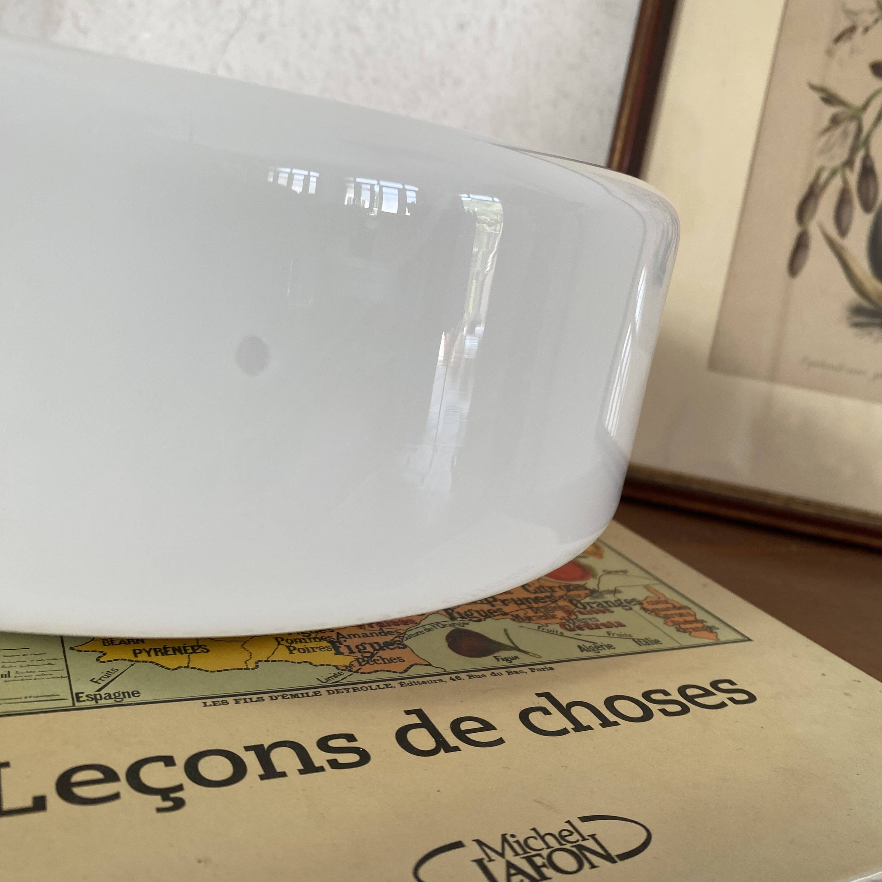 Large antique wall lamp with white opaline glass ceiling light 25 cm