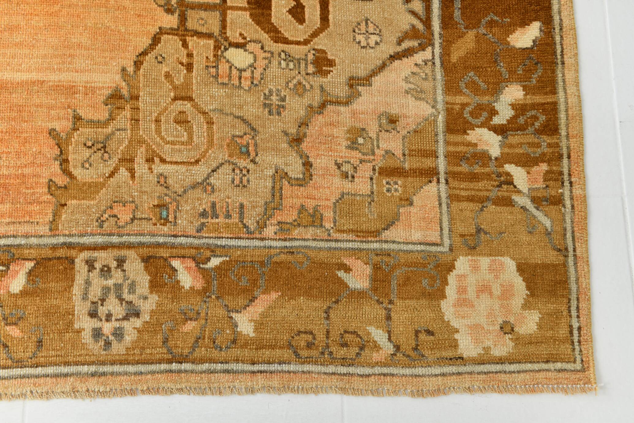 7x10 Peach & Brown Classic Persian Rug, 204x313Cm