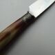 12 Art Deco cheese knives horn and stainless steel handles in case