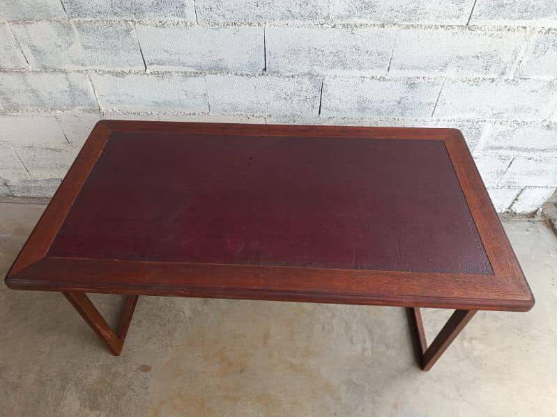 bureau anglais bois cuir et acier recyclé