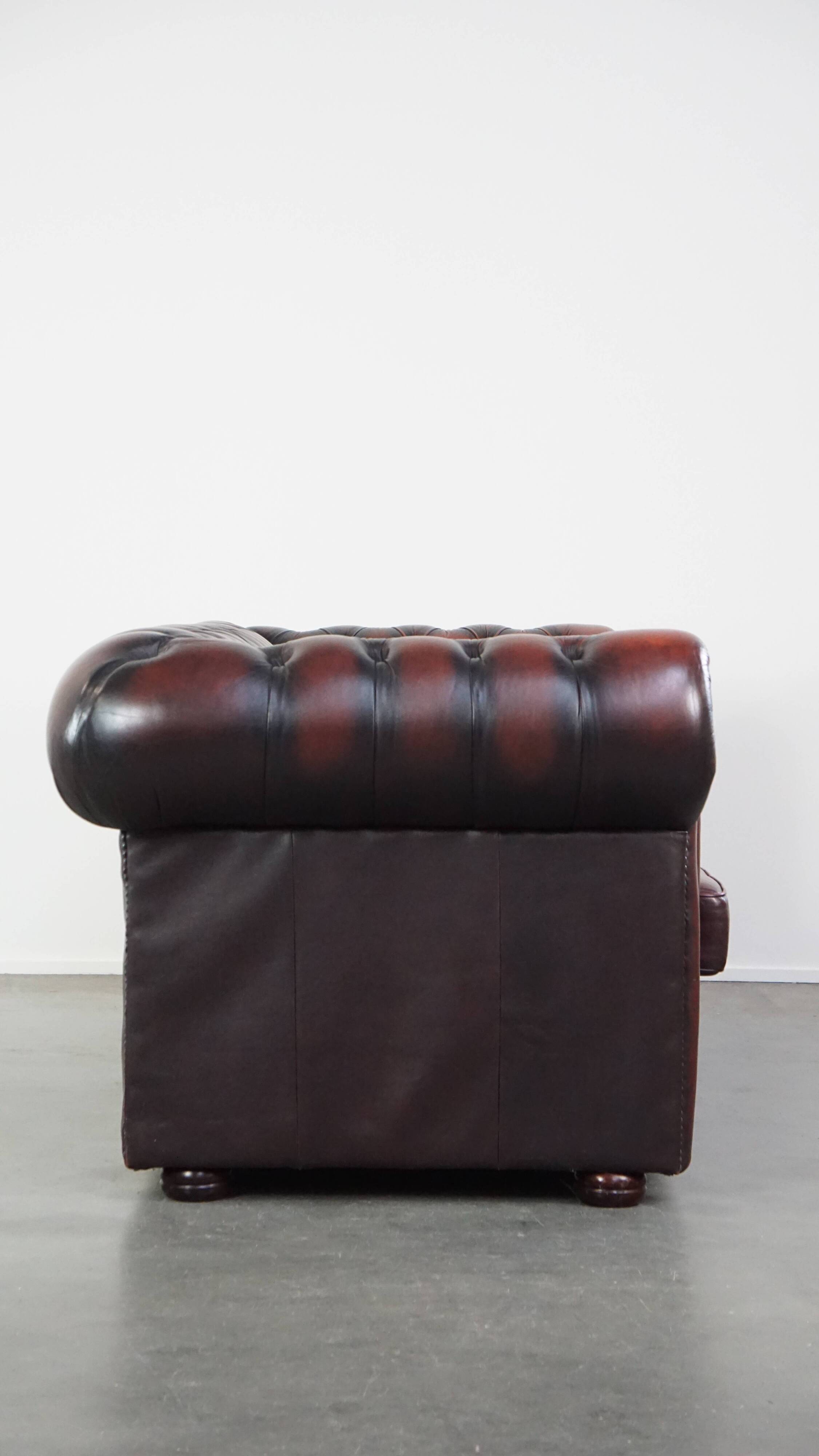 Chesterfield 2.5 seater sofa in dark red cowhide leather