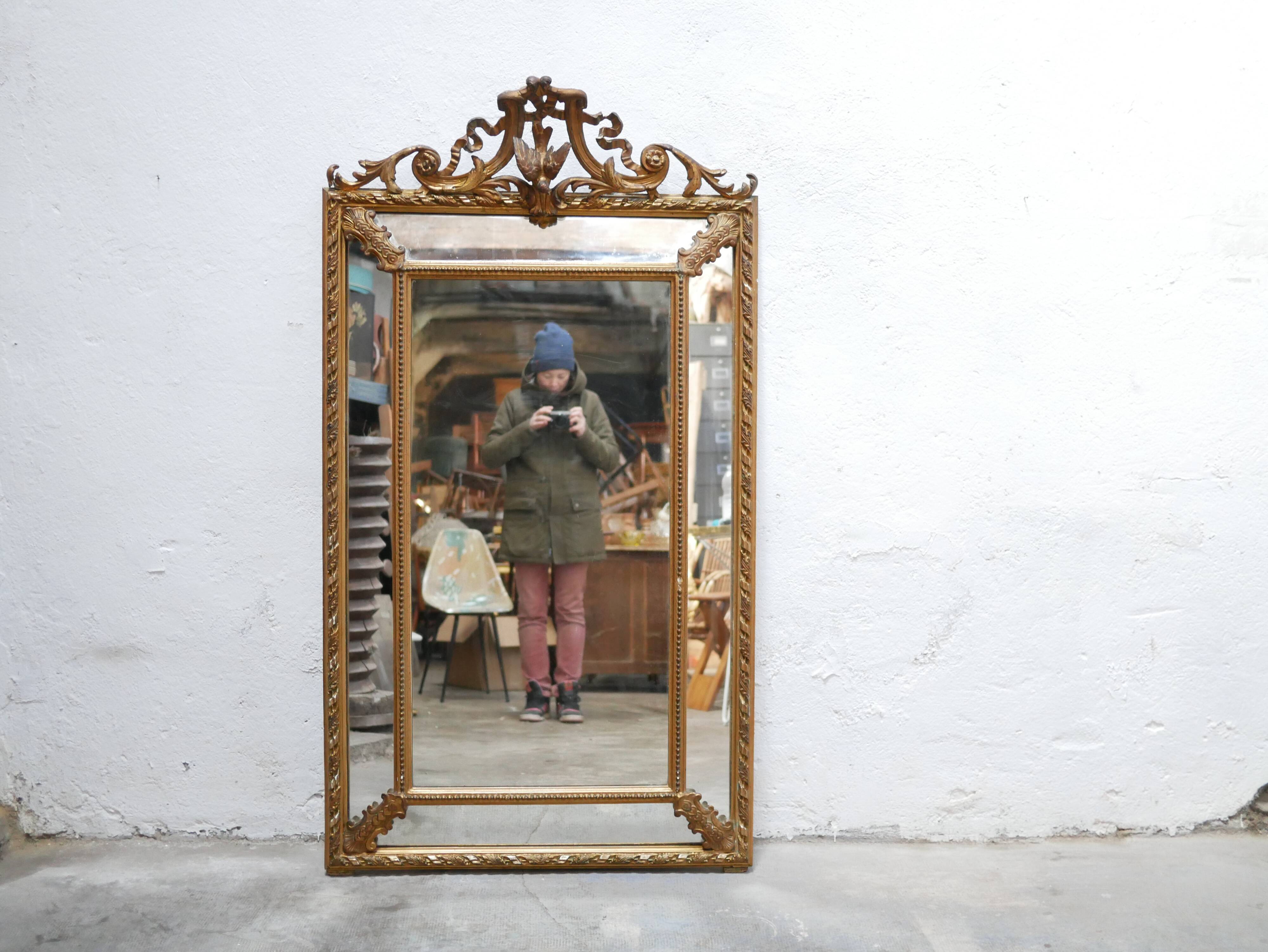Old Napoleon III louis XV style mirror with parecloses 162cm x 90cm
