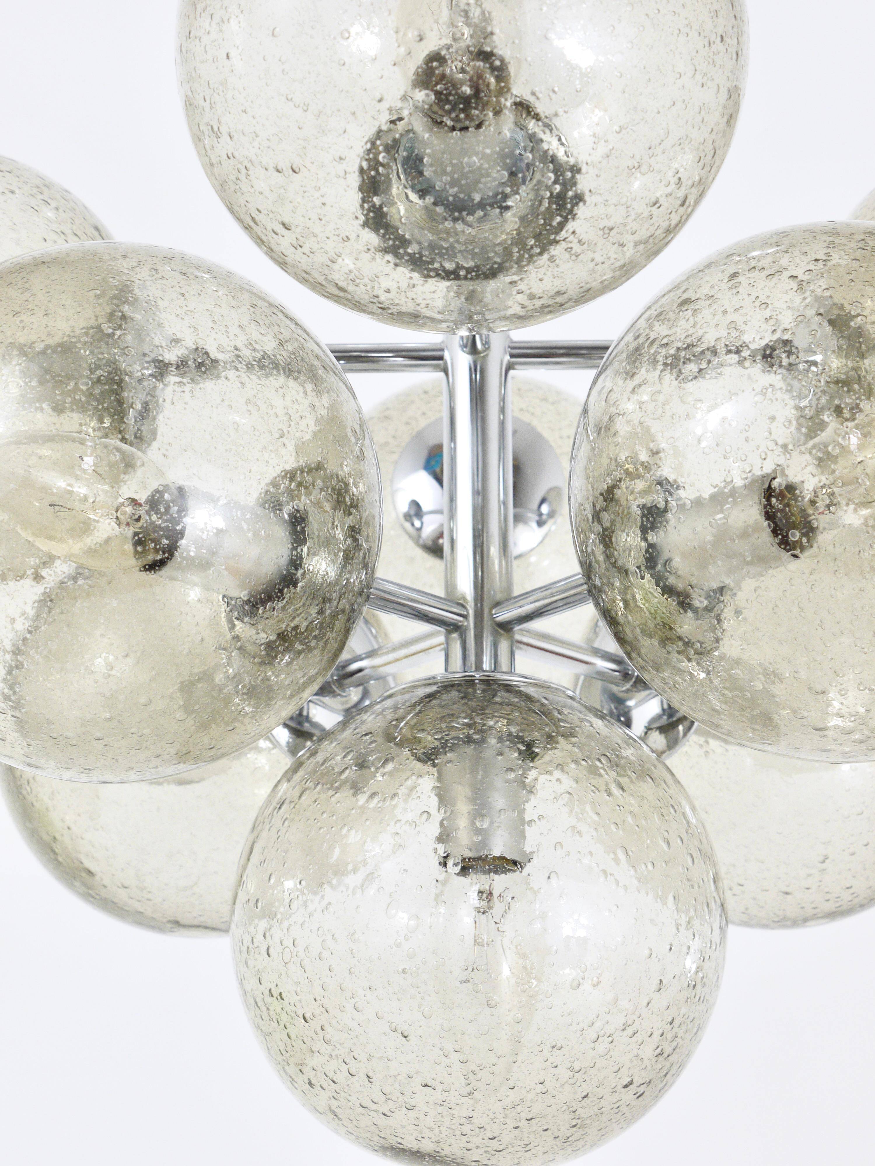 E. R. Nele Temde lustrous atomic chrome Sputnik Space Age pendant lamp tulip