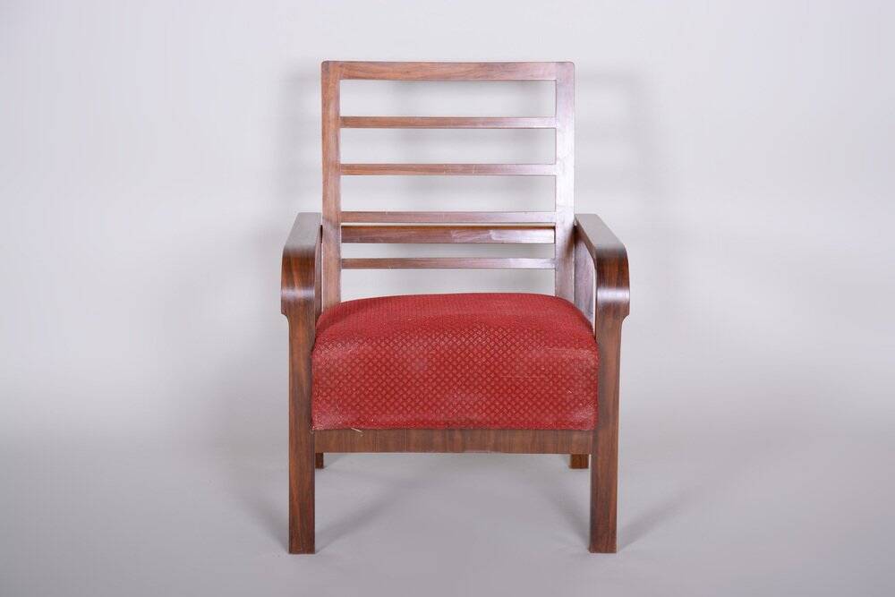 Set of Art Deco Walnut Armchairs, 1930s