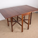 Table pliable danoise extensible en palissandre, avec 2 rallonges rabattables 1960