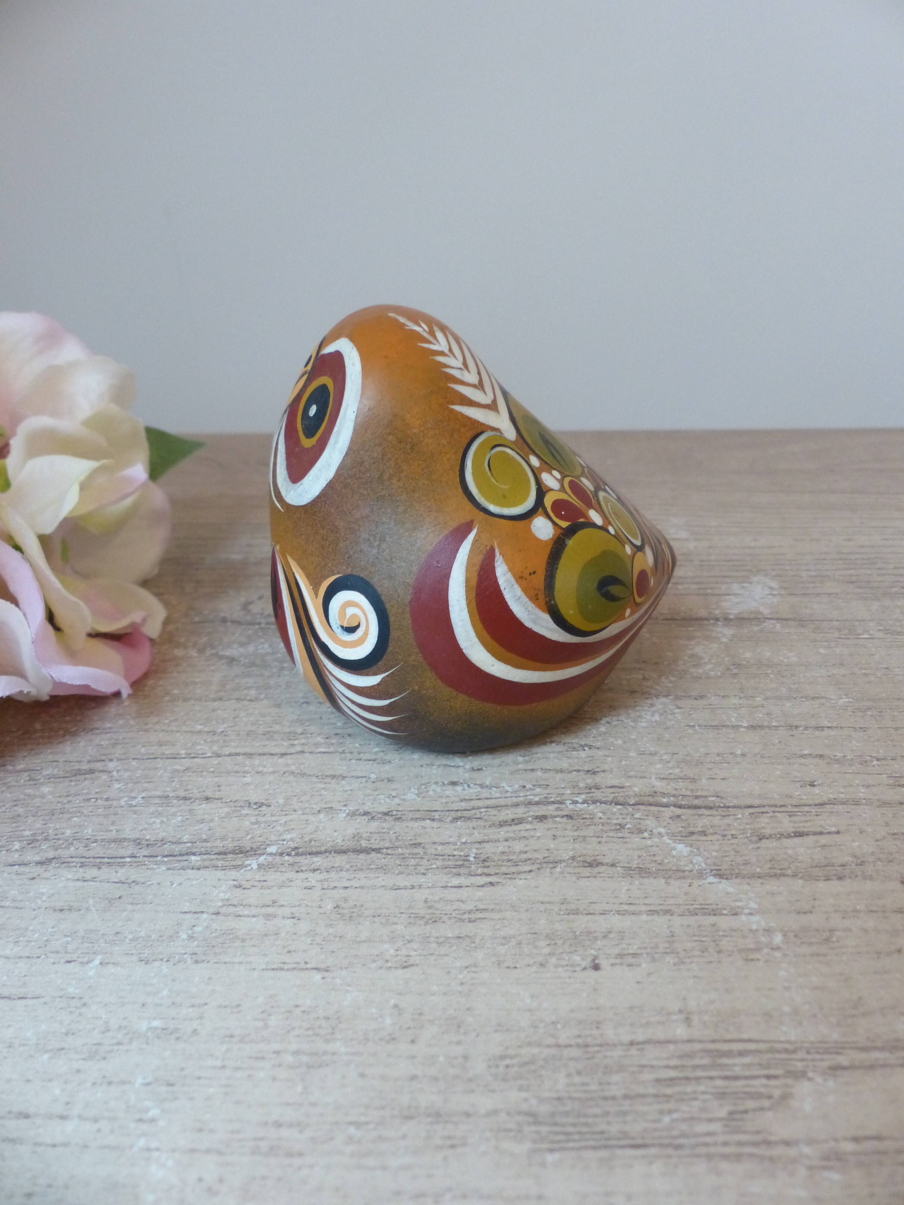 Vintage Hand Painted Mexican Art Pottery Owl Sculpture Signed Elias Regin Mexico