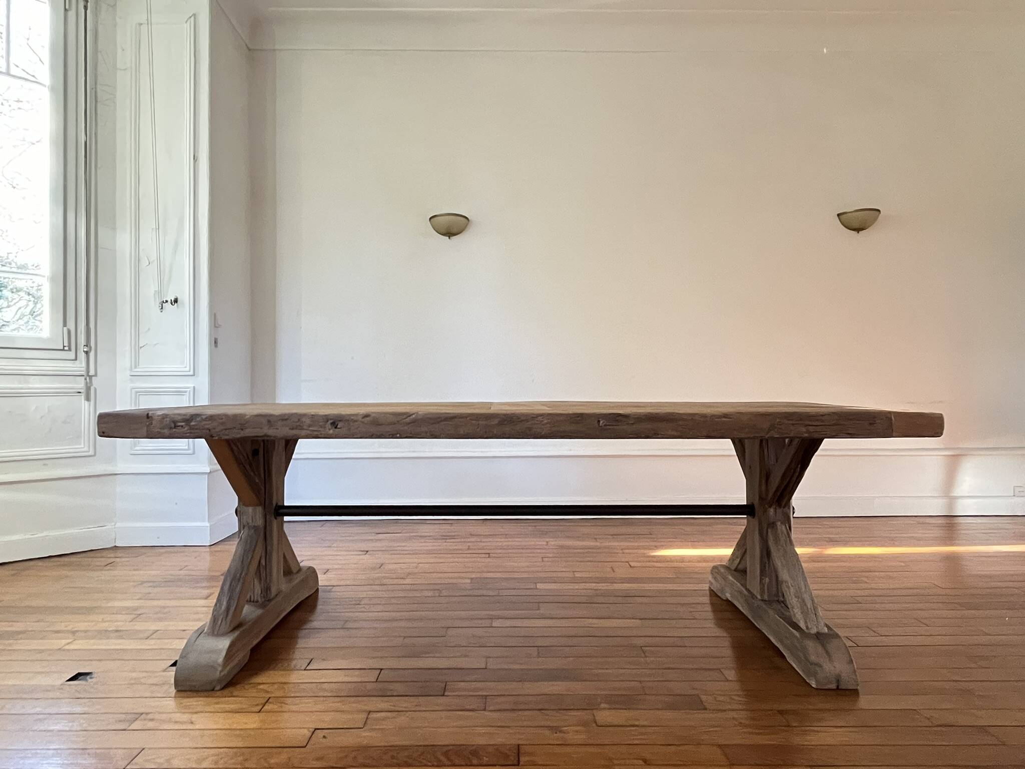 Antique solid oak farmhouse table with star legs - length 200 cm