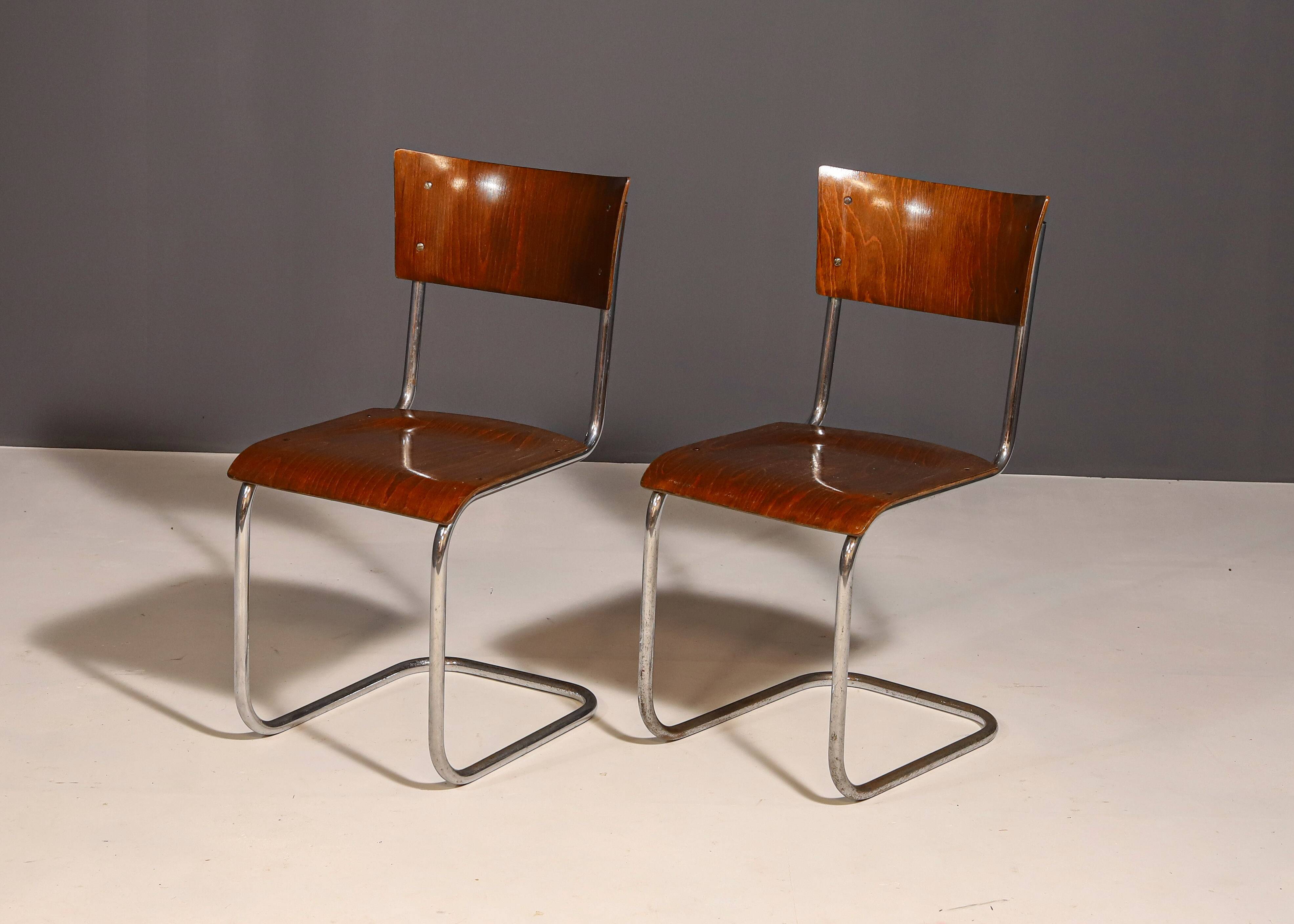 Pair of Bauhaus chair S43 by Mart Stam by Kovona, 1950´s