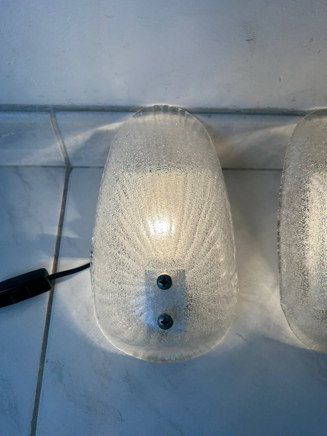 Set of two vintage Italian glass wall lamps