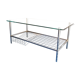 Glass coffee table with gold metal magazine holder