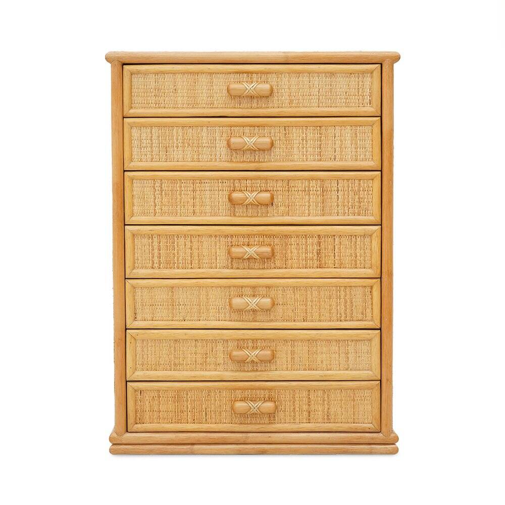 Woven wicker chest of drawers, 1980s