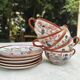 Vintage Japanese tea/coffee service, egg shell porcelain & enamels for 5 people.