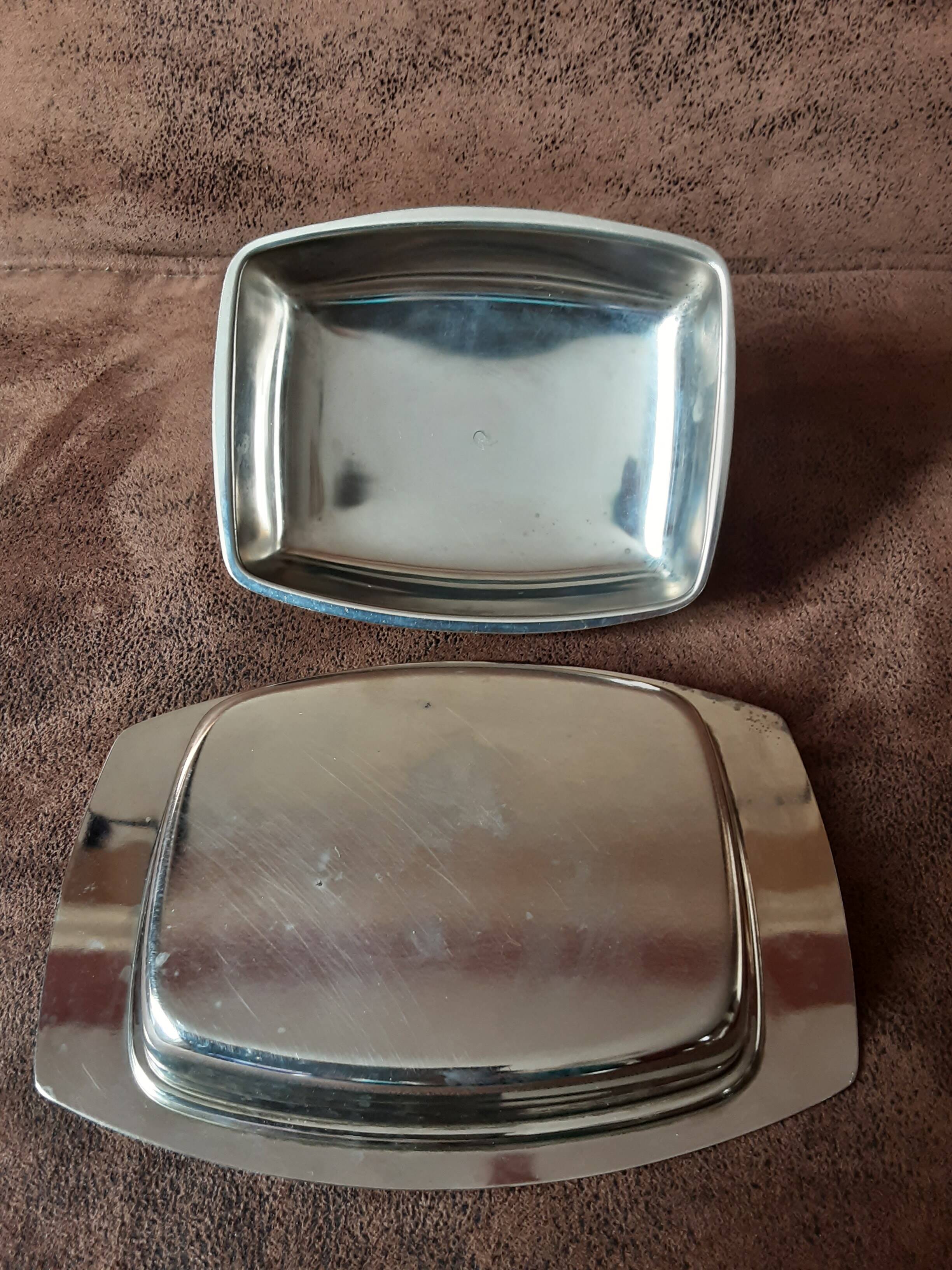Vintage metal butter dish