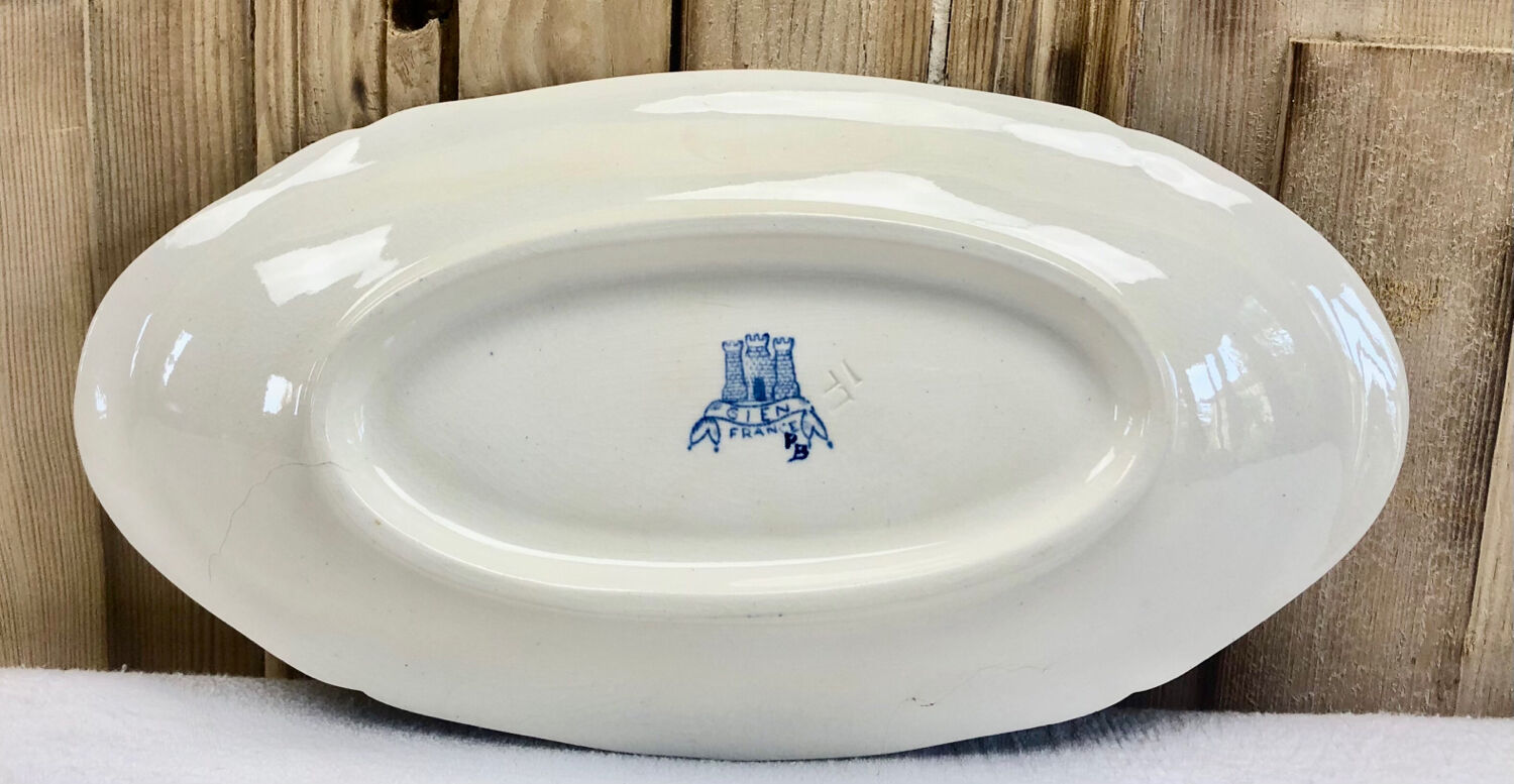 Old Gien rooster peony dish 1938/1960