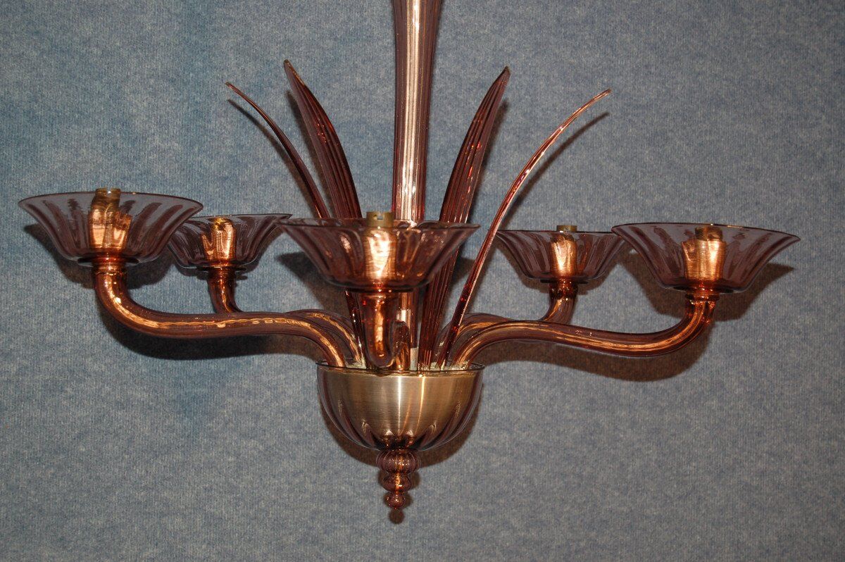 Amethyst chandelier (signed) Murano circa 1940-50