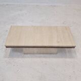 Italian Coffee Table in Travertine and Granite, 1980s