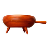 Bol tripode orange moderne du milieu du siècle en bois de Paavo Asikainen, Finlande, 1960s