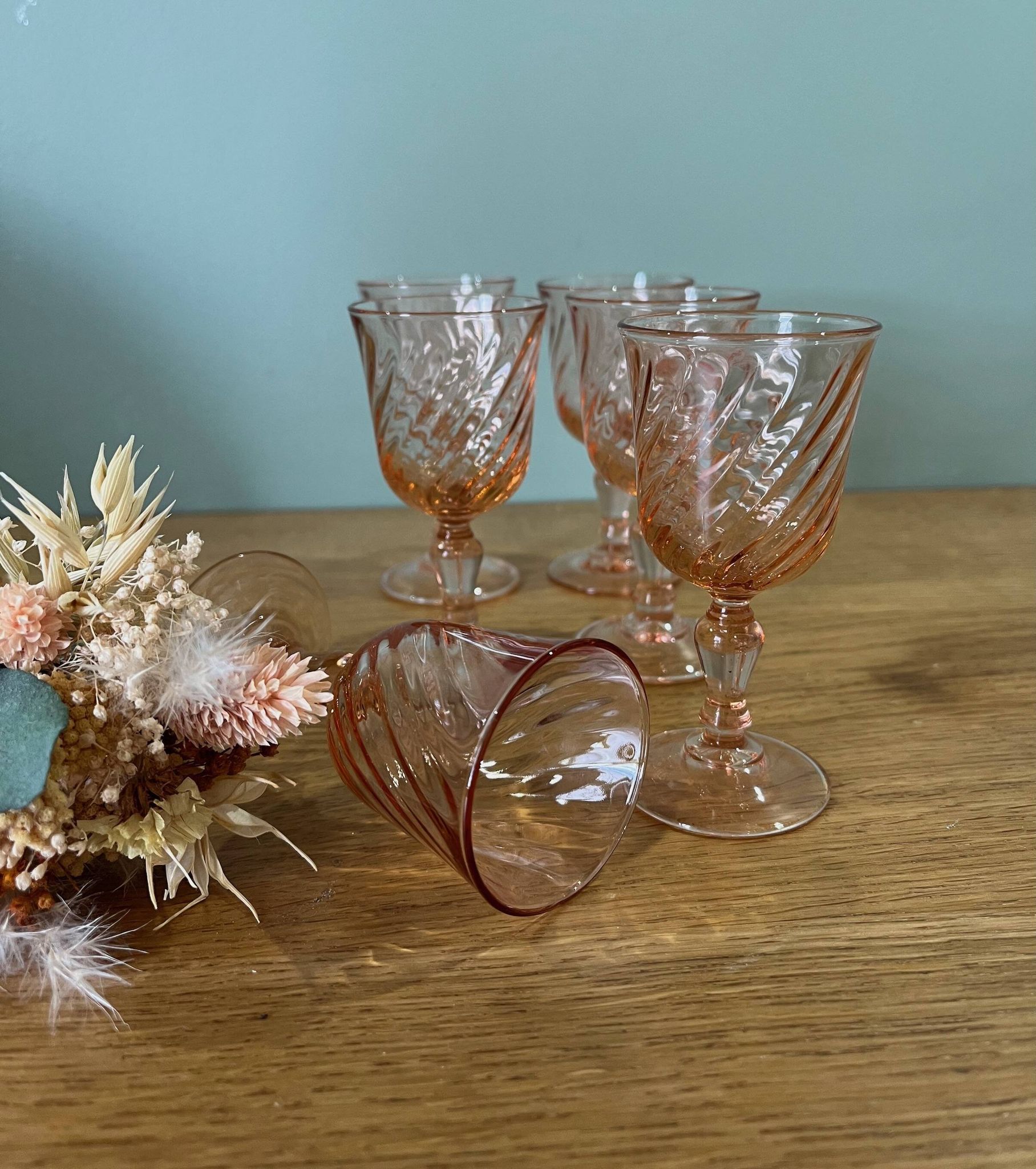 6 Rosaline twisted liqueur glasses