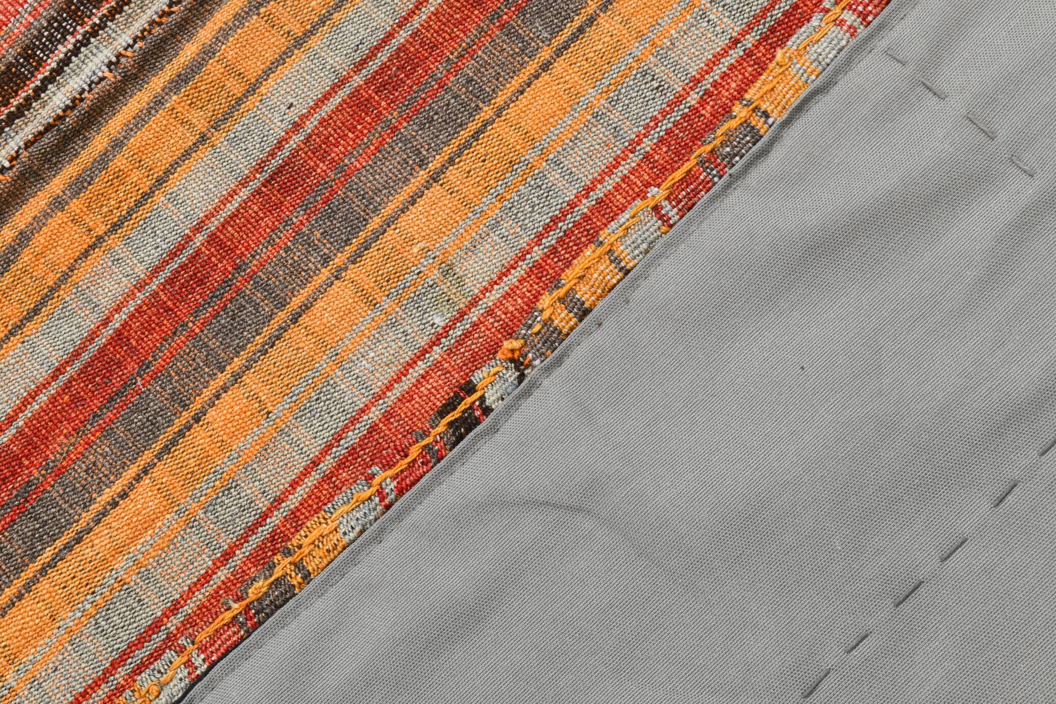 Red & Orange Bohemian Kilim Rug, 223x277Cm
