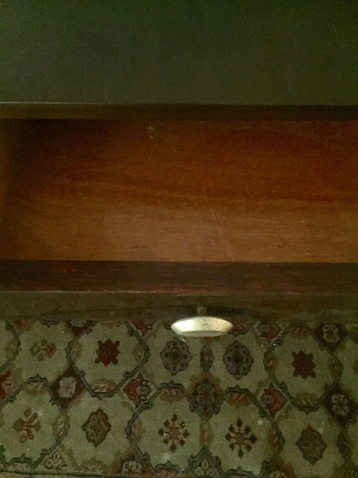 Varnished mahogany bedside table and brass 50s