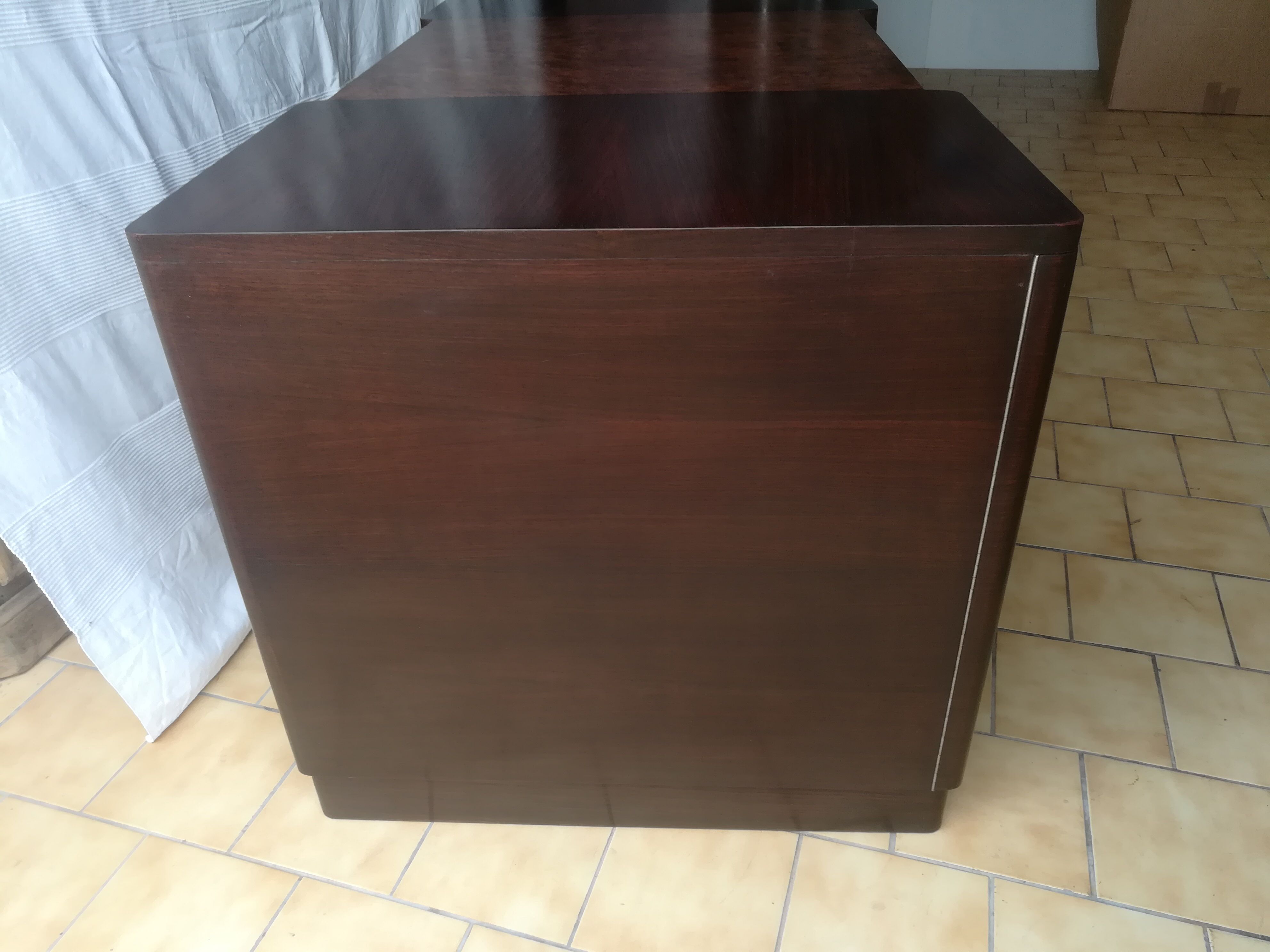 Art deco desk in rosewood and magnifying glass