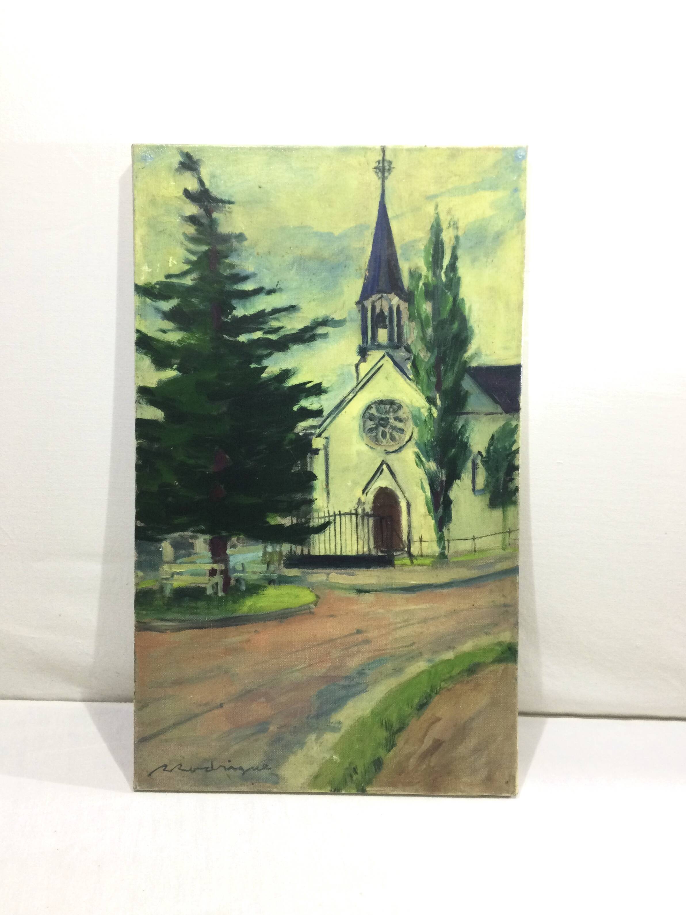R. Rodrigue - Oil On Canvas “Protestant Church of Vésinet”