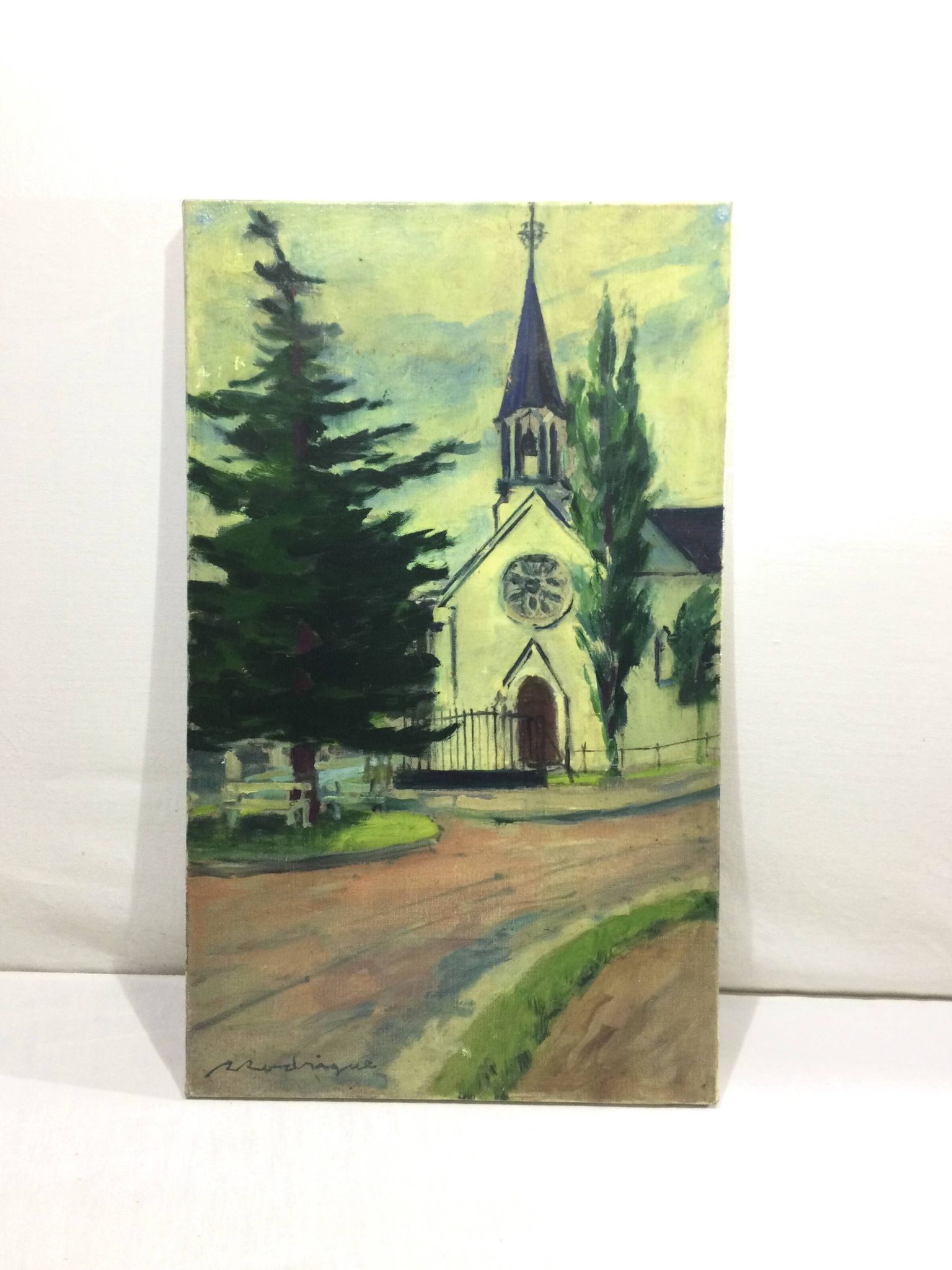 R. Rodrigue - Oil On Canvas “Protestant Church of Vésinet”