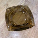 Black tinted glass ashtray 70's