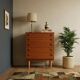 Vintage teak veneered chest of drawers, Northern Europe, 1960s.
