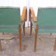 Paire de fauteuils bridge en skaï vert 1960