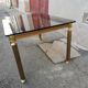 Table basse vintage laiton et verre fumé marron
