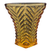 Octagonal amber vase