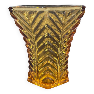 Octagonal amber vase