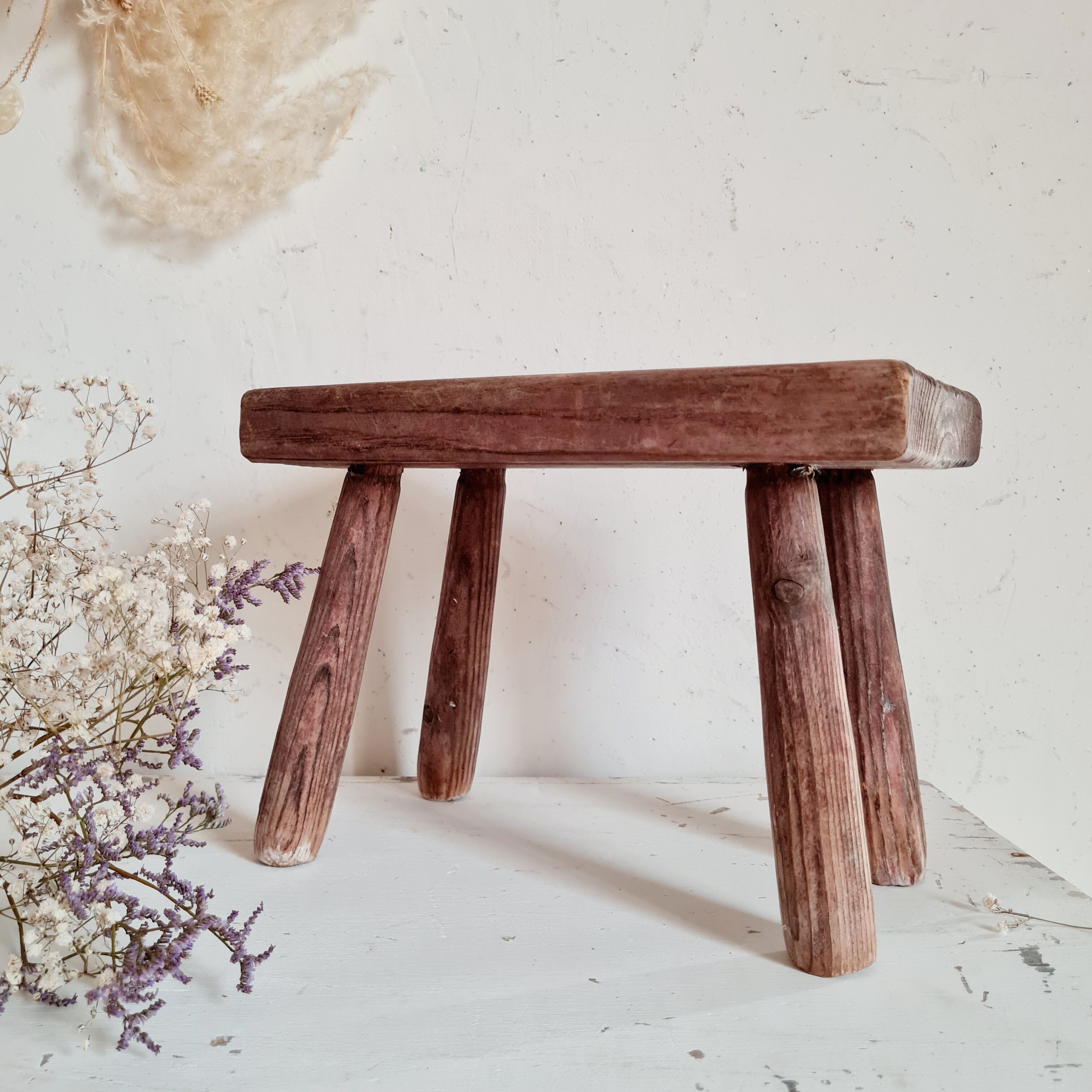 Mini wooden farmhouse bench