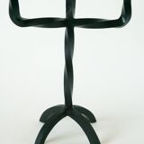 three-light wrought iron candlestick, Brutalist, 1970