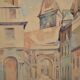 Ecole française XXème siècle "le vieux village et son église" aquarelle, circa 1935