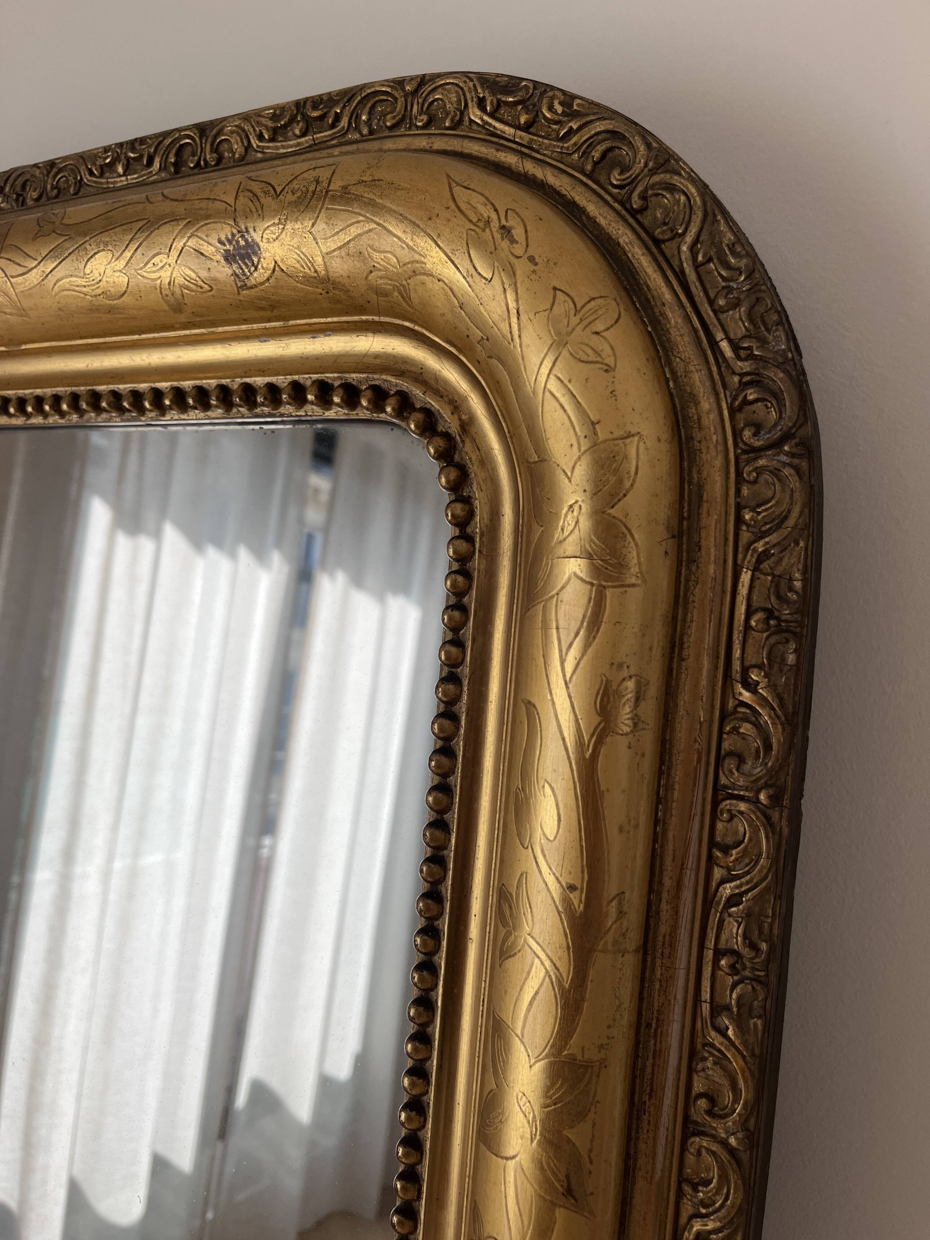 Large gold mirror in Louis-Philippe style – 87 x 172 cm
